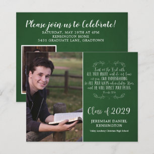 Budget Christian Verse Green Graduation Photo