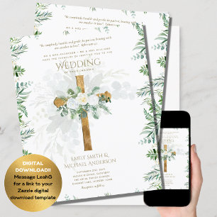 BUDGET Christian White Roses Gold Cross Wedding