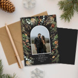 budget Christmas 1 photo arch botanical holiday Card<br><div class="desc">budget Merry Christmas modern elegant watercolor dried botanical floral muted colours holiday arch 1 photo Christmas card.</div>