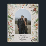 BUDGET Christmas 1 photo arch watercolor botanical Flyer<br><div class="desc">budget Merry Christmas modern elegant watercolor dried botanical floral muted colours holiday arch 1 photo Christmas flyer</div>