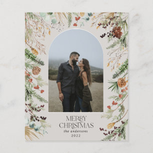 BUDGET Christmas 1 photo arch watercolor botanical Flyer