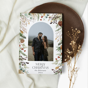 Budget Christmas 1 photo arch watercolor holiday Card