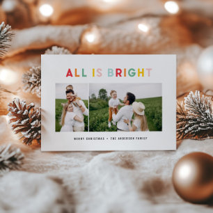 budget Christmas 2 photo collage rainbow colourful Card