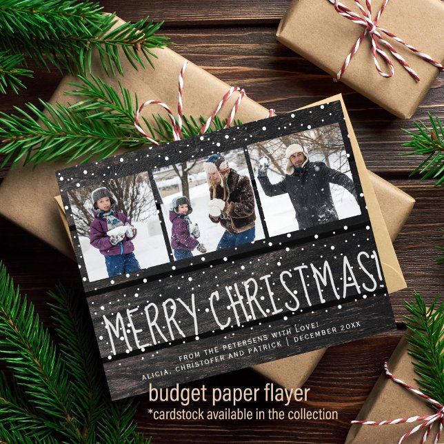 Budget Christmas 3 photo collage snow holiday Flyer (Creator Uploaded)