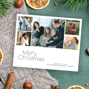 Budget Christmas 5 photo collage holiday card