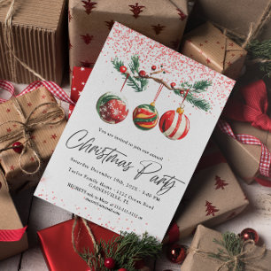Budget Christmas Balls Christmas Party  Invitation