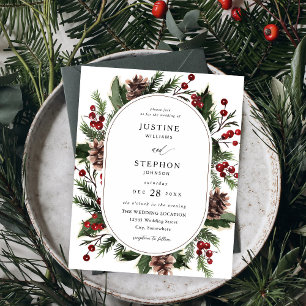Budget Christmas Berries & Pine Wedding Flyer