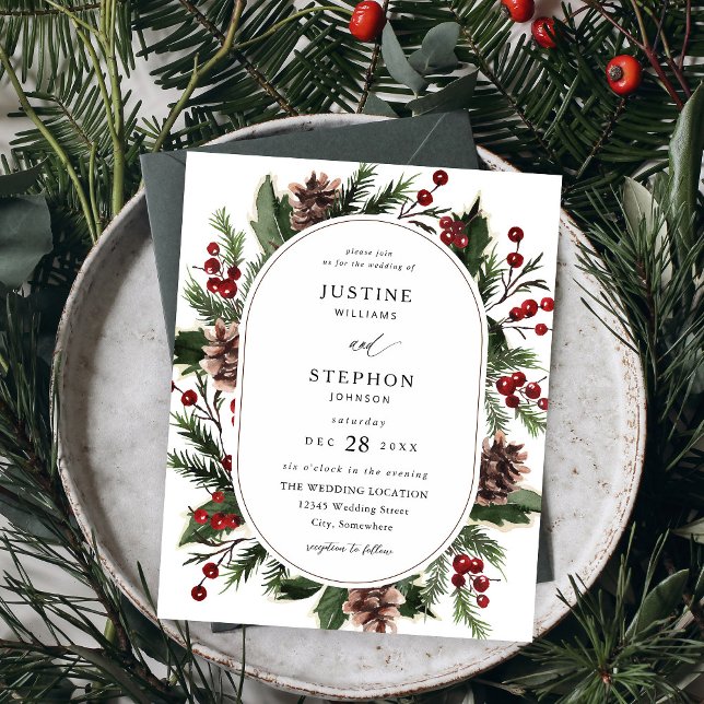 Budget Christmas Berries & Pine Wedding  Flyer (Creator Uploaded)