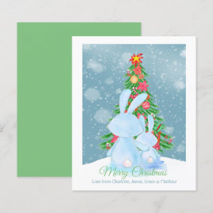 BUDGET Christmas Bunny Rabbits With Tree In Snow