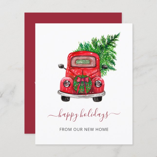 Budget Christmas Car Weve Moved Holiday Card (Front/Back)