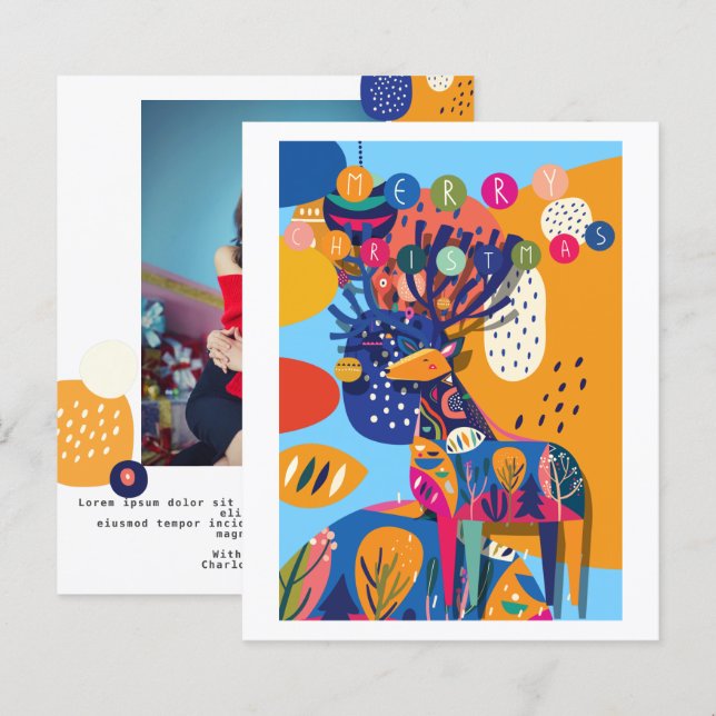 BUDGET Christmas Colourful Reindeer Personalised (Front/Back)