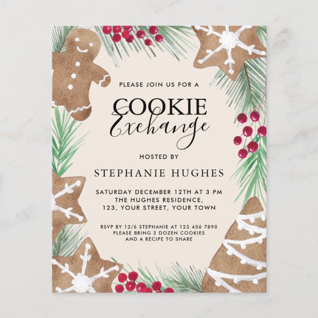Budget Christmas Cookie Exchange Party Invitation (Front)