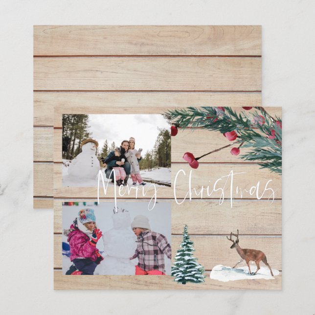 Budget Christmas Deer Winter Multi Photo (Front/Back)