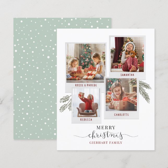 Budget Christmas Family Photo Collage Card (Front/Back)