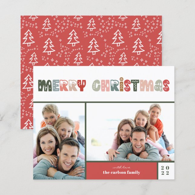 Budget Christmas Family Photo Collage Holiday Card (Front/Back)
