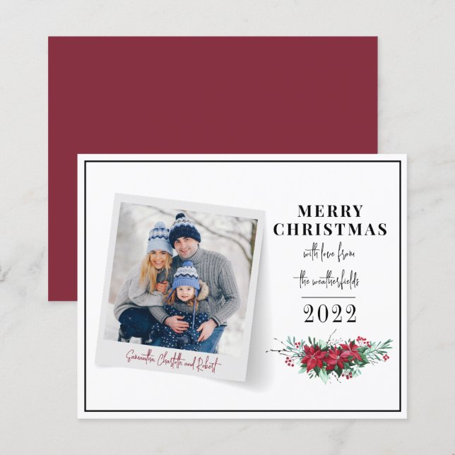 Budget Christmas Family Photo Greetings Card (Front/Back)