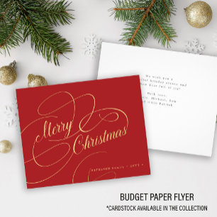 Budget Christmas gold script red holiday Card