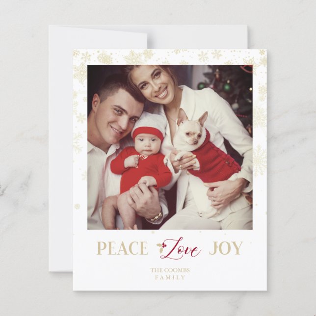 Budget Christmas Golden Snowflakes & Holly Photo (Front)