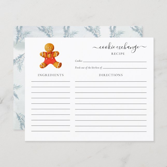Budget Christmas Holiday Cookie Swap Recipe Card (Front/Back)