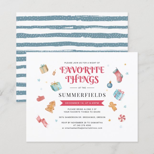 Budget Christmas Holiday Favourite Things Invite (Front/Back)
