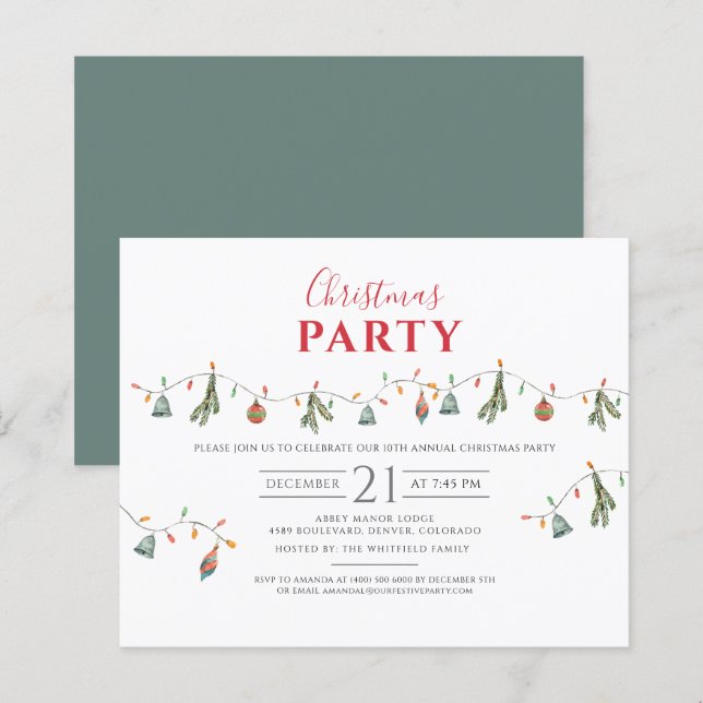 Budget Christmas Holiday Party Corporate Invite (Front/Back)