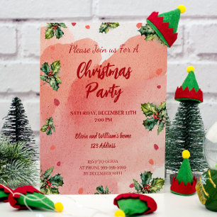Budget Christmas holiday party invitations holly Flyer