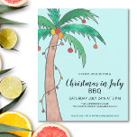 Budget Christmas In July BBQ Palm Tree Invitation<br><div class="desc">Invite family and friends to your Christmas Themed Summer BBQ with these fun festive invitations. They feature a watercolor of a palm tree decorated with lights and baubles. Customise these party invitations with your details, change the word BBQ to Party if you wish. All the text is customisable. Because we...</div>