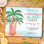 Budget Christmas In July Party Palm Trees Invite<br><div class="desc">This budget Christmas in July party invitation is decorated with watercolor blue sky, palm trees with lights, and baubles. Easily customisable. Use the Design Tool to change the text size, style, or colour. Because we create our artwork you won't find this exact image from other designers. Original Watercolor © Michele...</div>