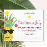 Budget Christmas In July Pineapple Party<br><div class="desc">Budget Christmas In July Pineapple Party Invitation. Invite family and friends to your Christmas Summer Celebration with these fun, cute festive invitations. They are decorated with a brightly coloured watercolor of a yellow pineapple decorated as a Christmas Tree and wearing sunglasses! All the text is customisable so you can change...</div>