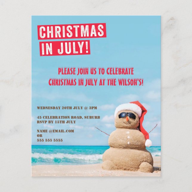 Budget Christmas In July Summer Party Flyer (Front)