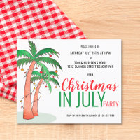 Budget Christmas in July Summer Party Invitation