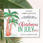 Budget Christmas in July Summer Party Invitation<br><div class="desc">Budget Christmas in July Summer Party Invitation. Let's celebrate Christmas in July with a party! Invite family and friends to your Christmas themed celebration with this fun invitation featuring hand drawn palm trees decorated with lights. Customise these invitations with you details and enjoy the fun! Original Drawing © Michele Davies....</div>