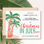 Budget Christmas in July Summer Party Invitation<br><div class="desc">Budget Christmas in July Summer Party Invitation. Let's celebrate Christmas in July with a party! Invite family and friends to your Christmas themed celebration with this fun invitation featuring hand drawn palm trees decorated with lights and baubles. Customise these invitations with you details and enjoy the fun! Original Drawing ©...</div>