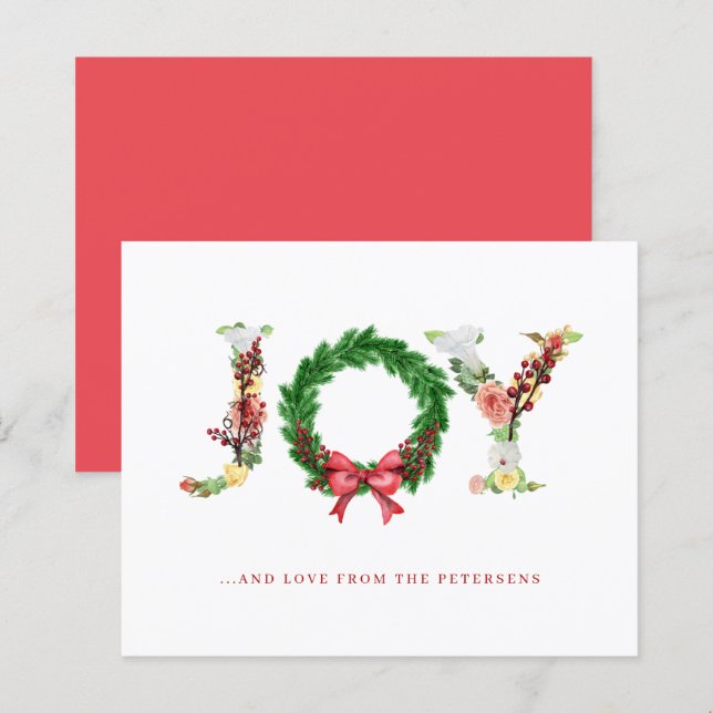 Budget Christmas joy simple elegant Holiday Card (Front/Back)