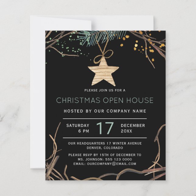 Budget Christmas modern open house invitation (Front)