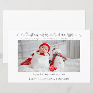 Budget Christmas Newborn Stats Photo Holiday Card