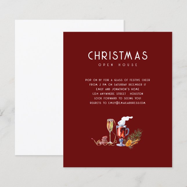Budget Christmas Open House Drinks Burgundy (Front/Back)