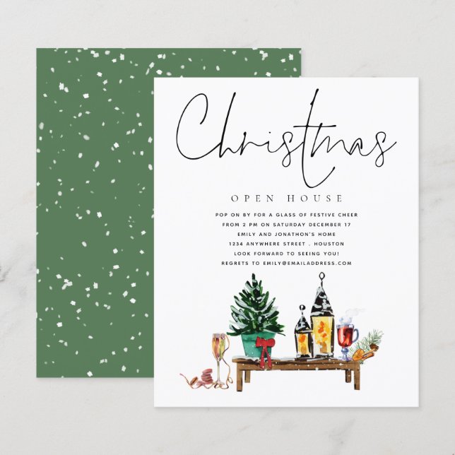 Budget Christmas Open House Lanterns Invitation (Front/Back)