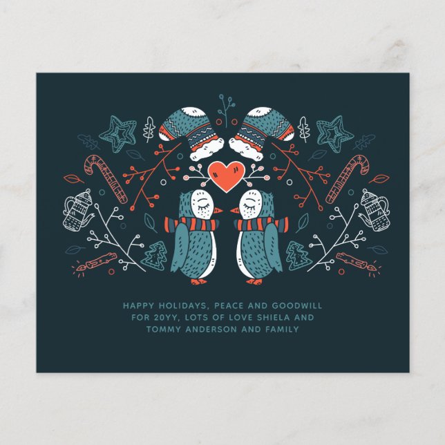 Budget Christmas Owls Hygge Scandinavian Folk Art (Front)