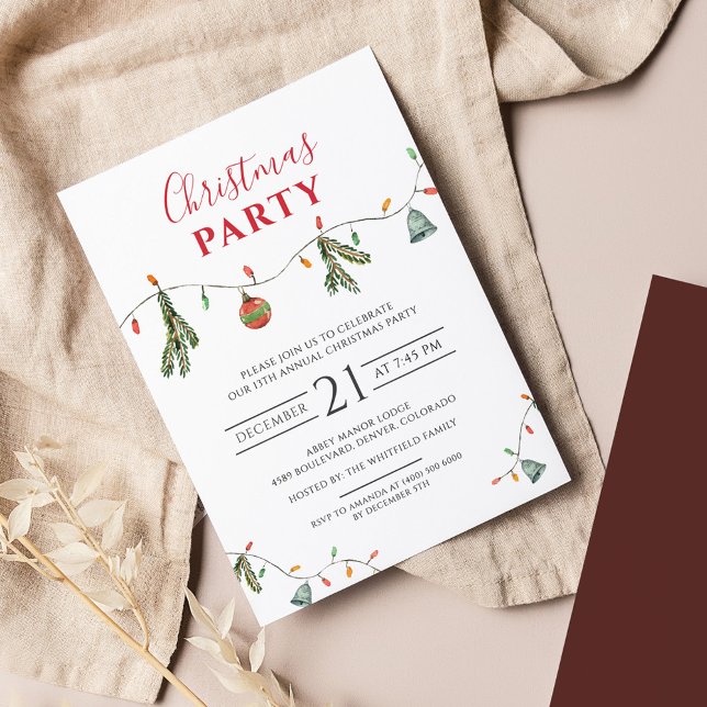 Budget Christmas Party Invitation Flyer (Boho Rustic Script Christmas Party Invitation Flyer)