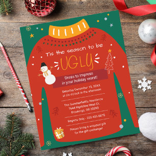 Budget Christmas Party Ugly Sweater Invitation Flyer