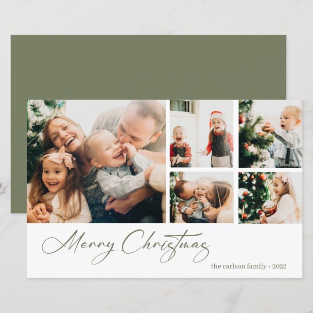 Budget Christmas Photo Collage Holiday Card (Front/Back)