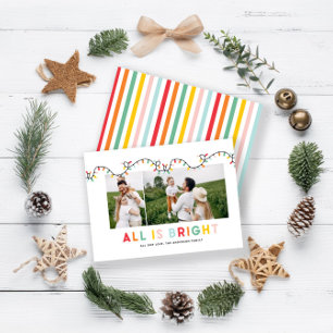 budget Christmas photo collage rainbow cute Card