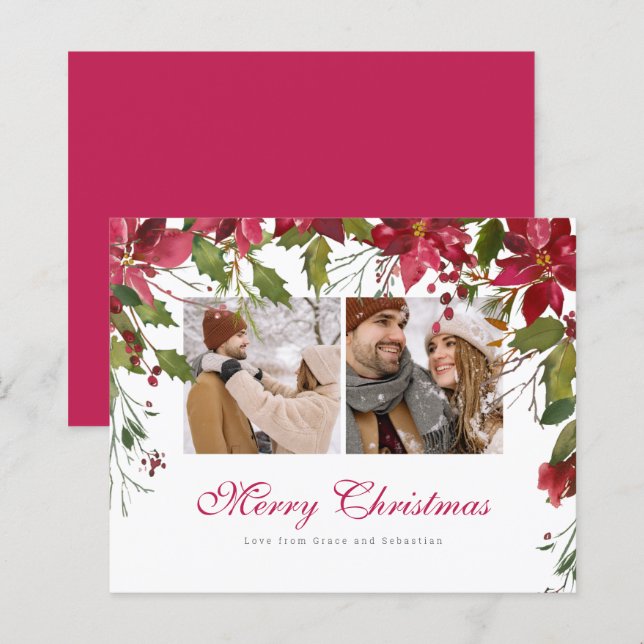 BUDGET Christmas Poinsettia Photo Personalised (Front/Back)