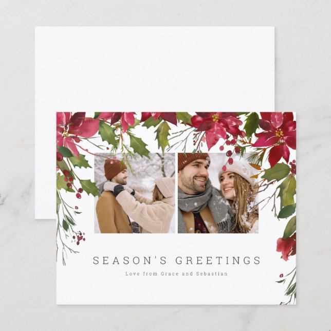 BUDGET Christmas Poinsettia Photo Personalised (Front/Back)