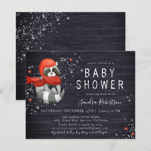 Budget Christmas Racoon Wood Glitter Baby Shower