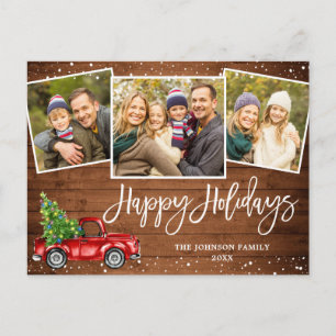 Budget Christmas Red Truck 3 PHOTO Holiday Card