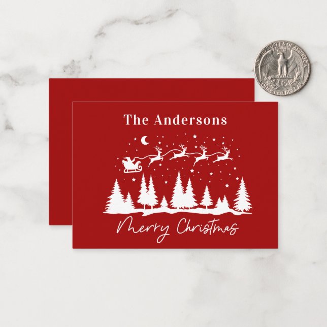 budget Christmas santa and reindeer sleigh   Card (Front/Back In Situ)