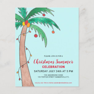 Budget Christmas Summer Party Palm Invitation