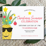 Budget Christmas Summer Pineapple Party Invitation<br><div class="desc">Christmas Summer Pineapple Party Budget Invitation. Invite family and friends to your Christmas Summer Celebration with these fun, cute festive invitations. They are decorated with a brightly coloured watercolor of a yellow pineapple decorated as a Christmas Tree and wearing sunglasses! All the text is customisable so you can change the...</div>